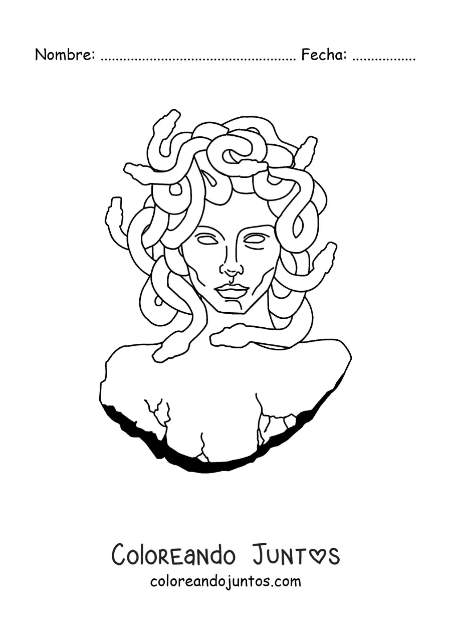 Imagen para colorear de estatua de Medusa