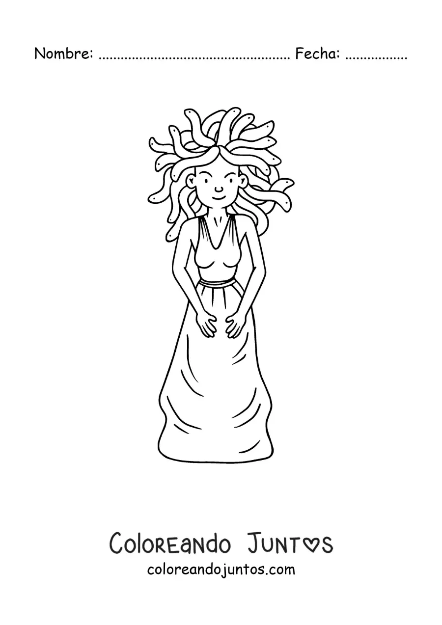 Imagen para colorear de Medusa de la mitología griega