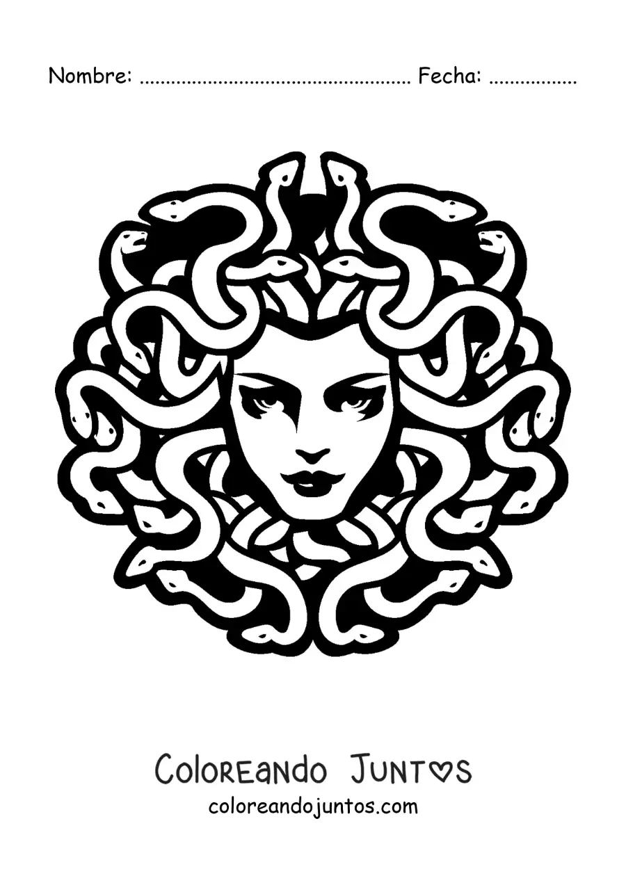 Imagen para colorear de cabeza de una gorgona