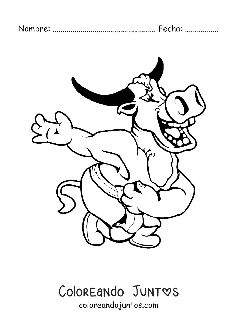 Imagen para colorear de caricatura de un Minotauro