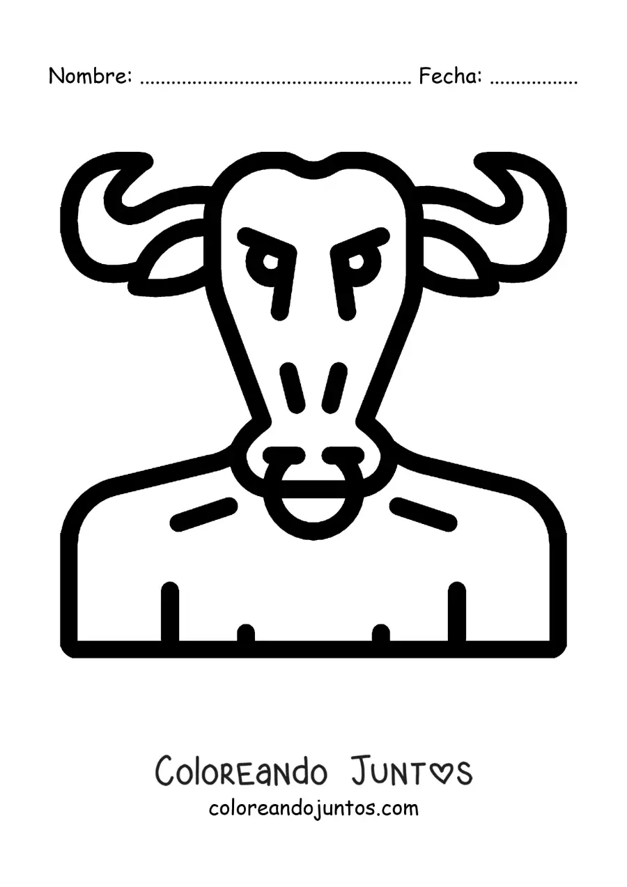 Imagen para colorear de la cabeza del Minotauro