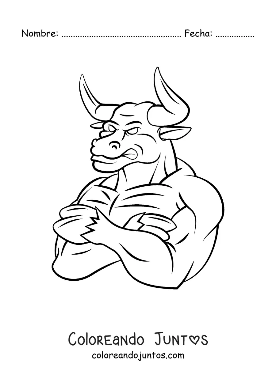 Imagen para colorear del Minotauro griego animado enojado