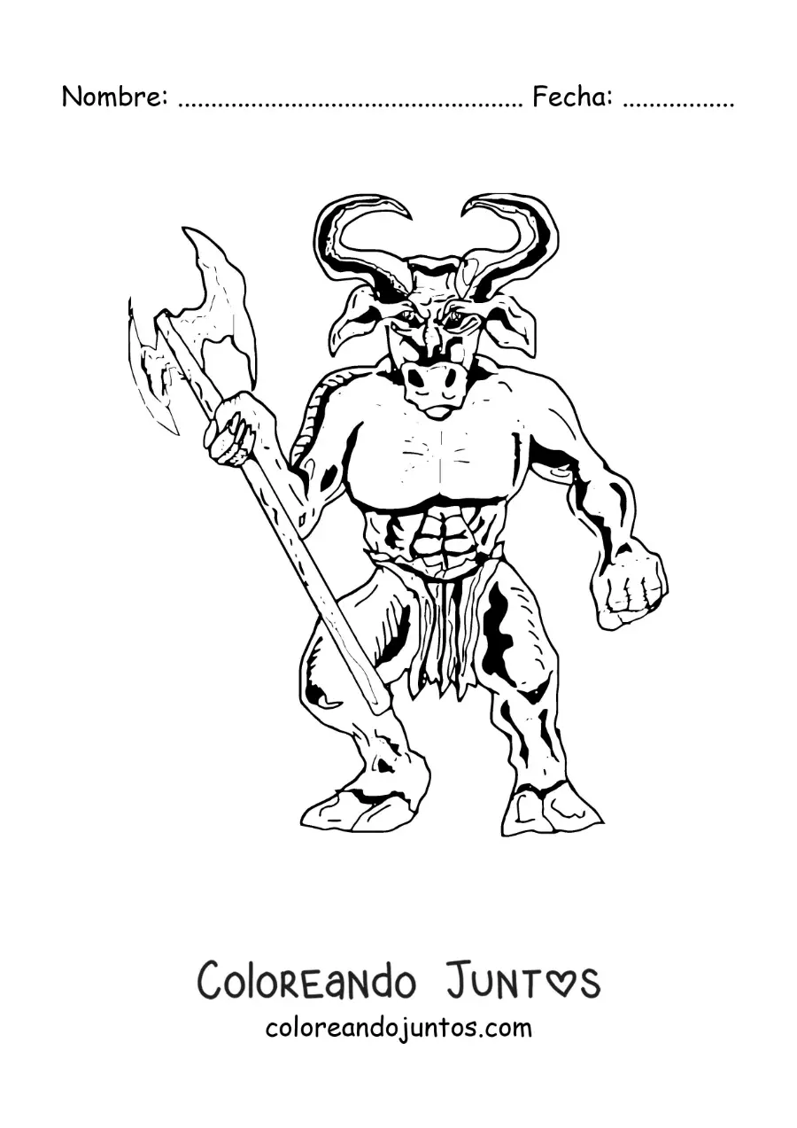 Imagen para colorear de Minotauro aterrador