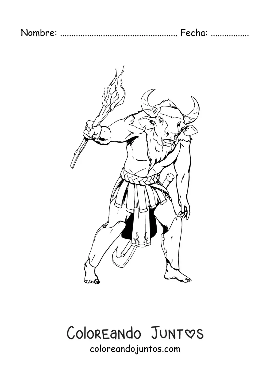 Imagen para colorear de Minotauro realista
