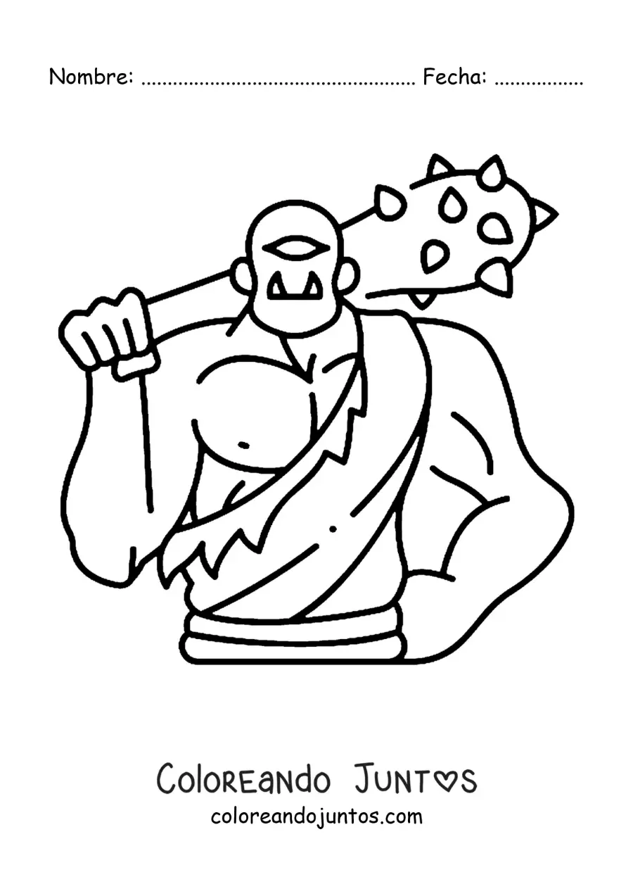 Imagen para colorear de cíclope animado fácil