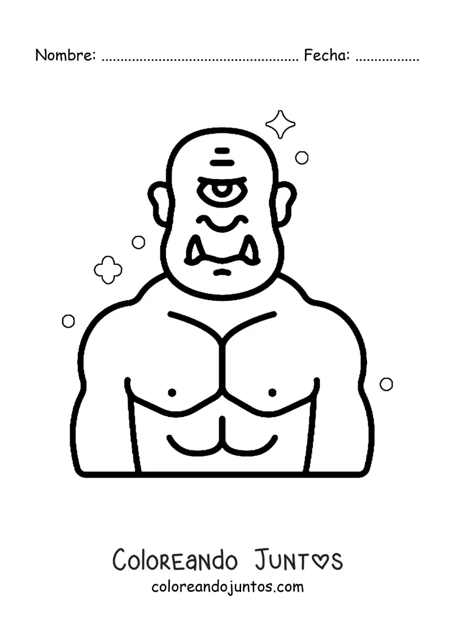 Imagen para colorear de cíclope animado enojado