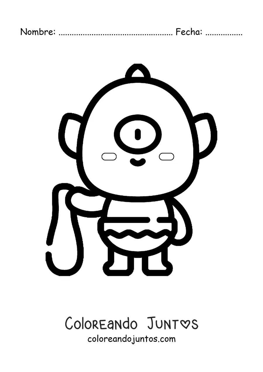Imagen para colorear de cíclope de la mitología bebé animado kawaii