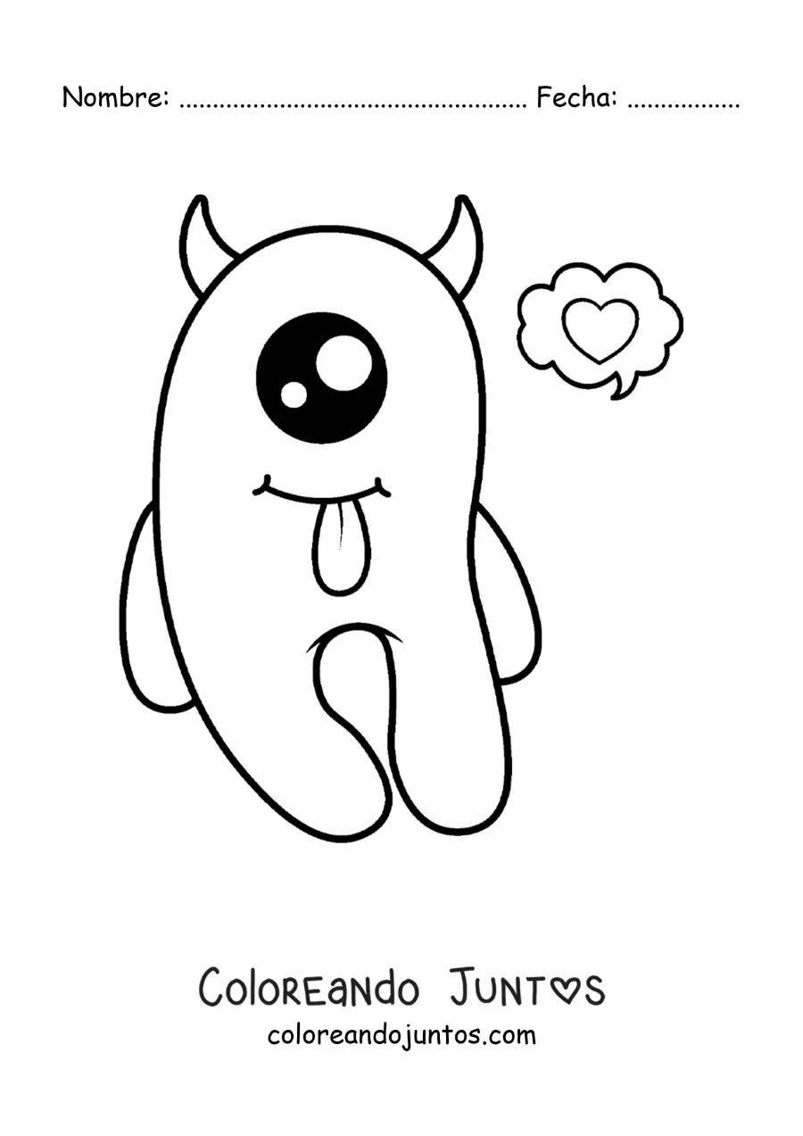 Imagen para colorear de monstruo de un solo ojo kawaii