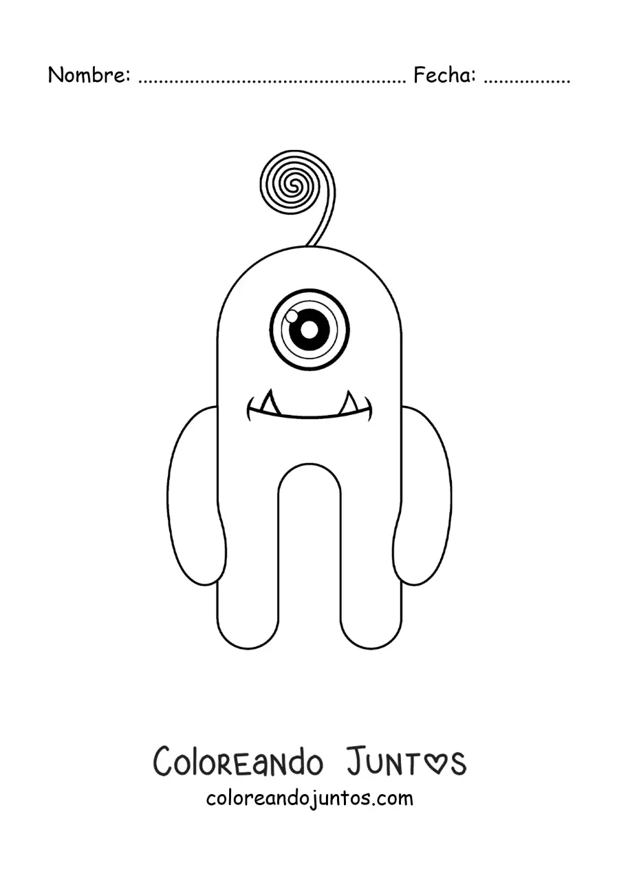 Imagen para colorear de monstruo de un solo ojo animado