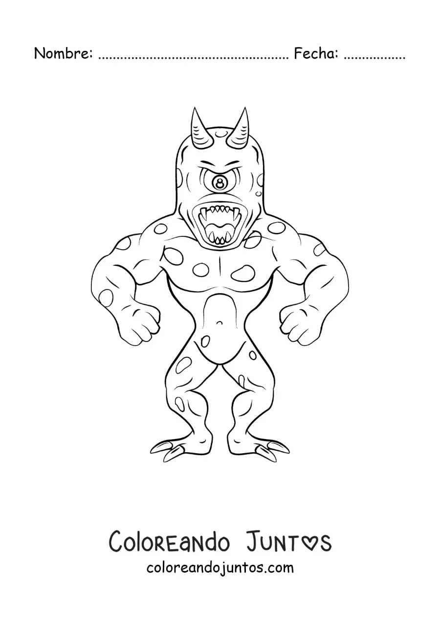 Imagen para colorear de cíclope monstruoso animado