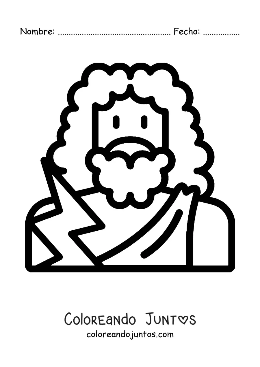 Imagen para colorear del dios Zeus fácil