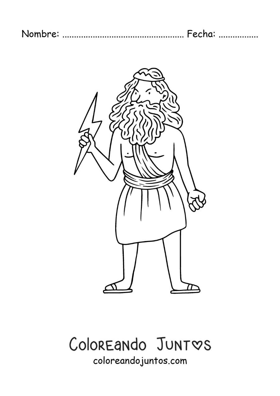 Imagen para colorear de Zeus animado enojado