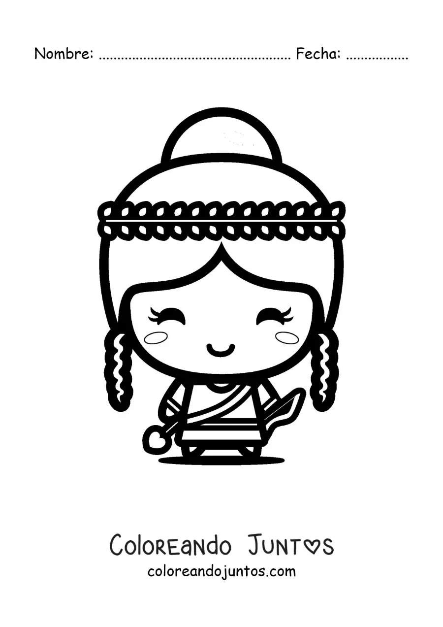 Imagen para colorear de Artemisa kawaii