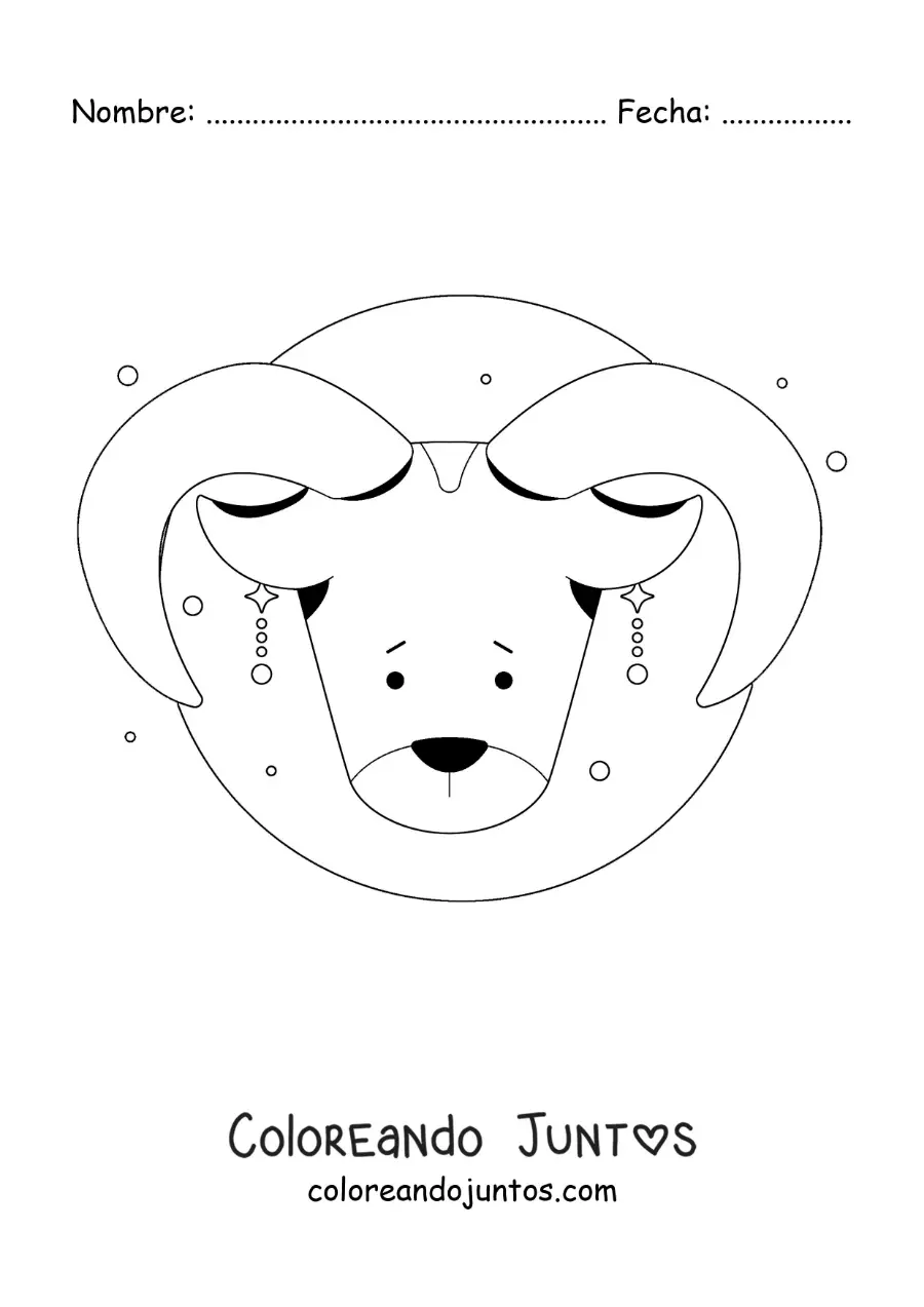 Imagen para colorear del signo aries animado