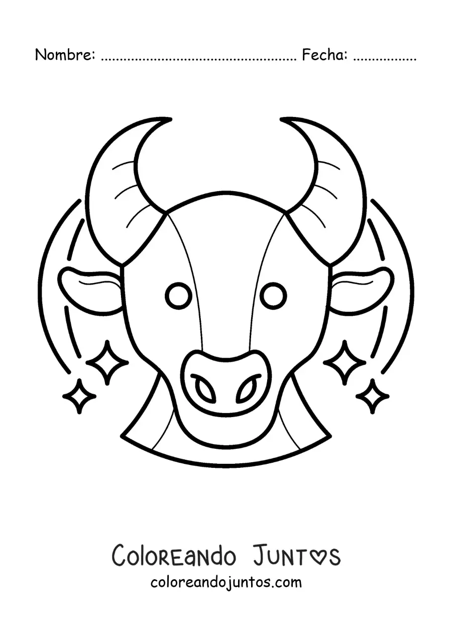 Imagen para colorear de cabeza de toro del signo zodiacal tauro
