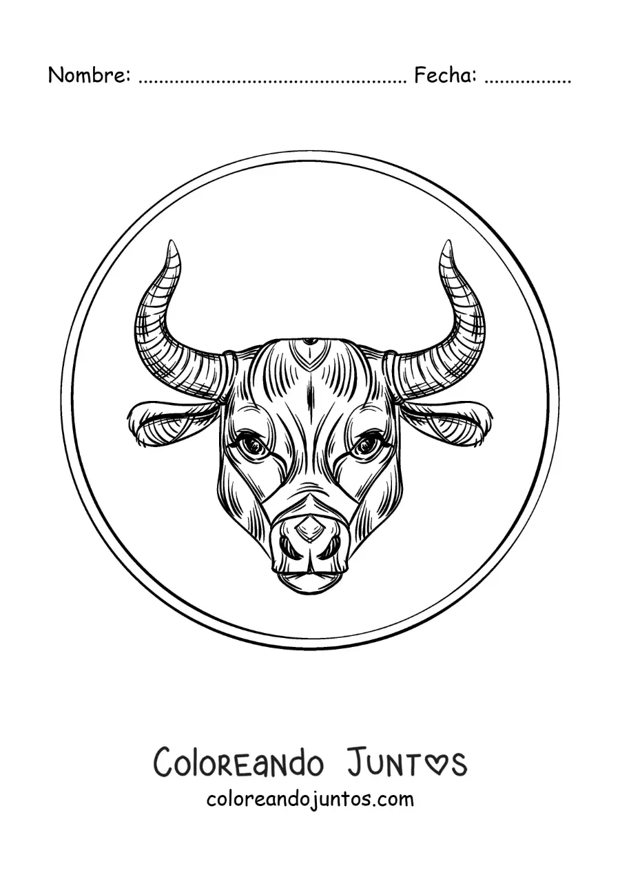 Imagen para colorear de toro del signo tauro realista