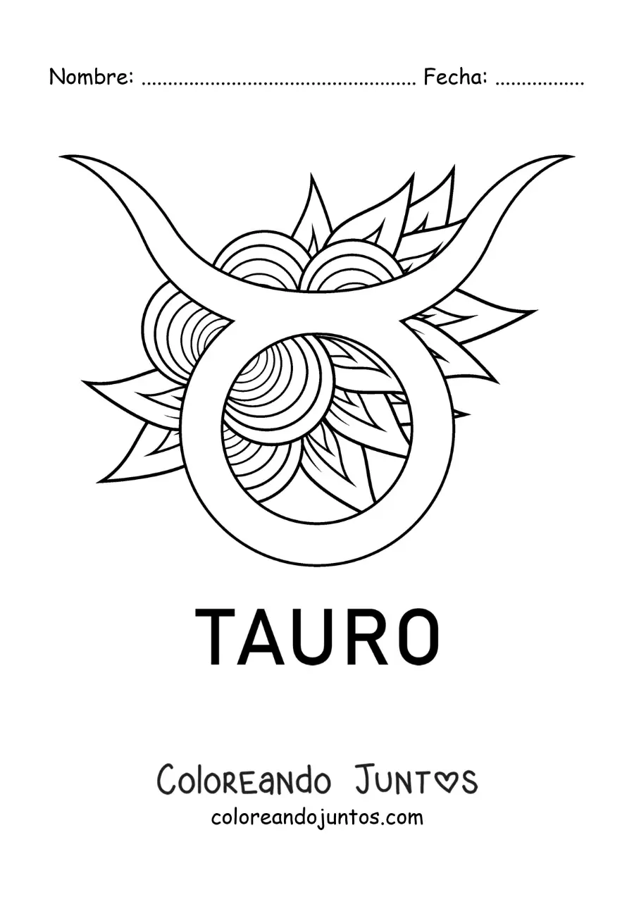 Imagen para colorear de símbolo del signo tauro