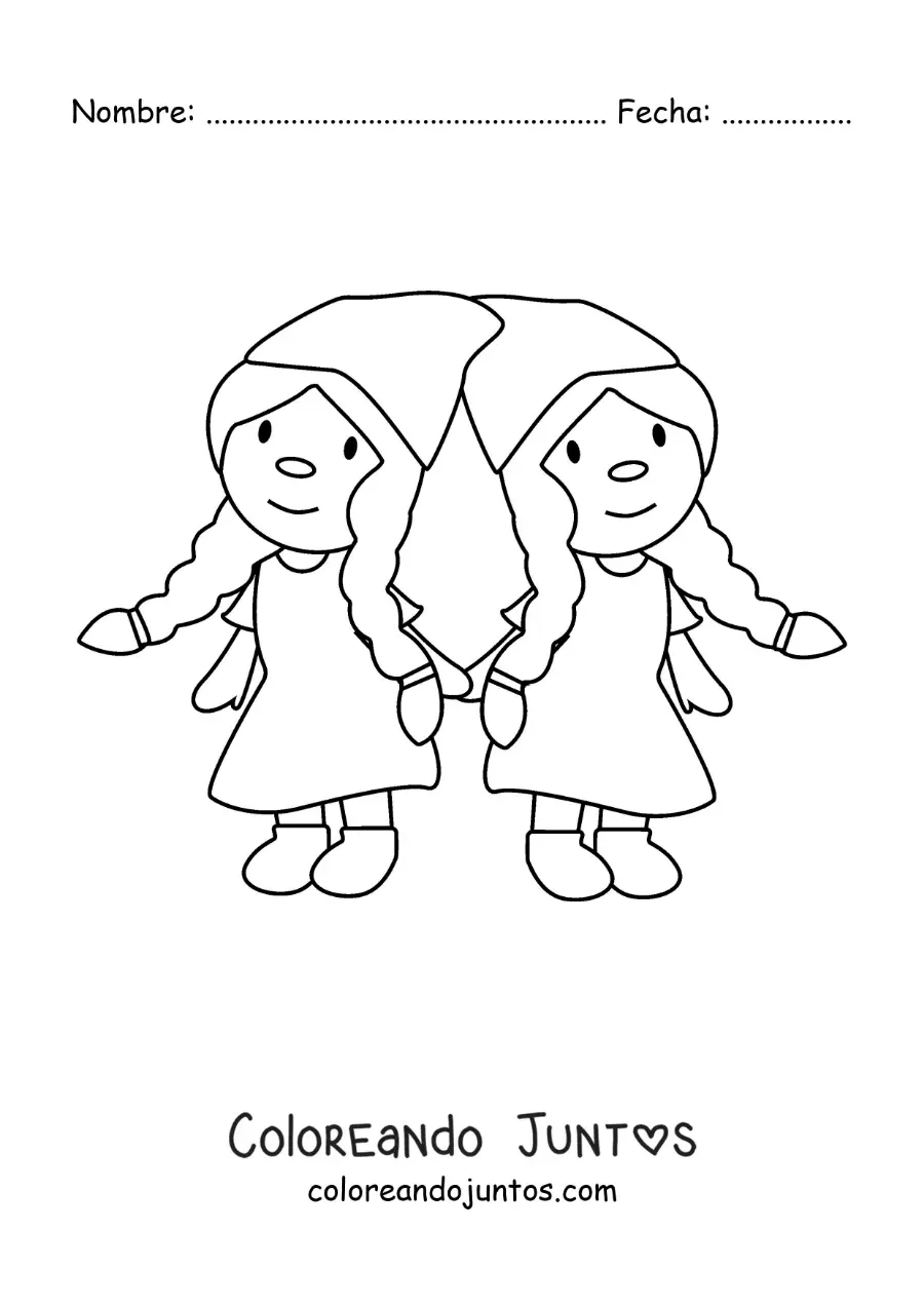 Imagen para colorear de gnomos animados del signo géminis