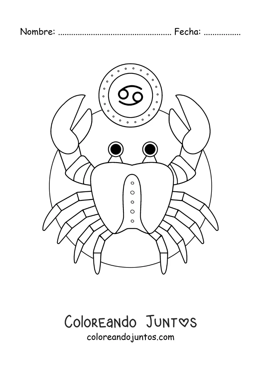 Imagen para colorear del signo zodiacal cáncer animado