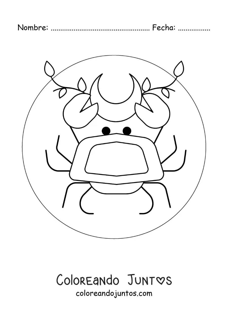 Imagen para colorear de cangrejo del signo cáncer con una luna