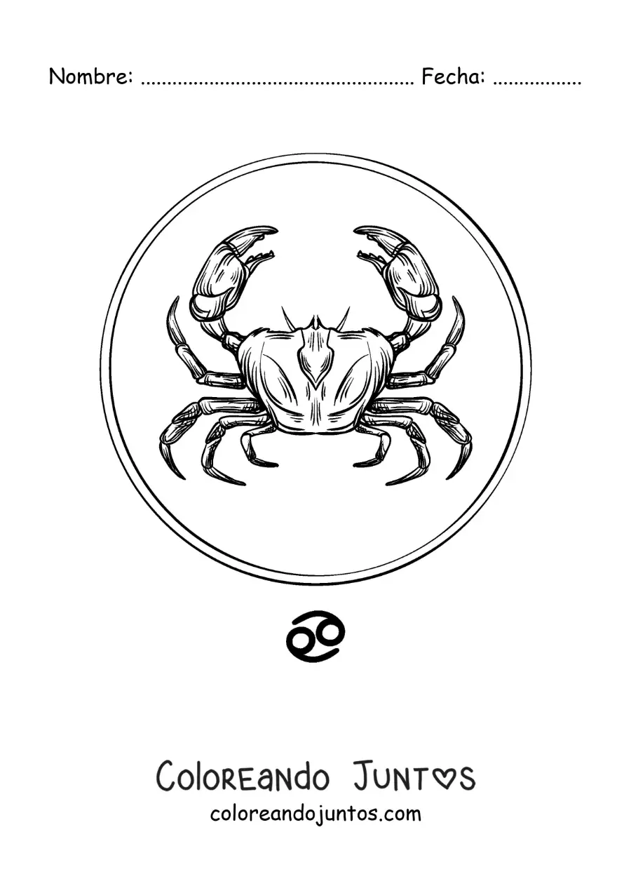 Imagen para colorear de cangrejo realista del signo cáncer