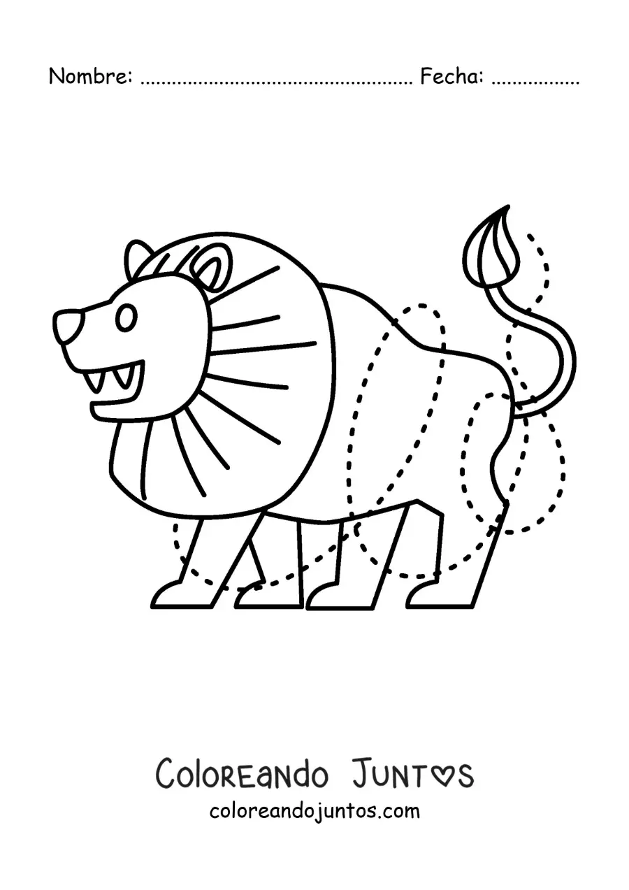 Imagen para colorear del león del signo leo fácil
