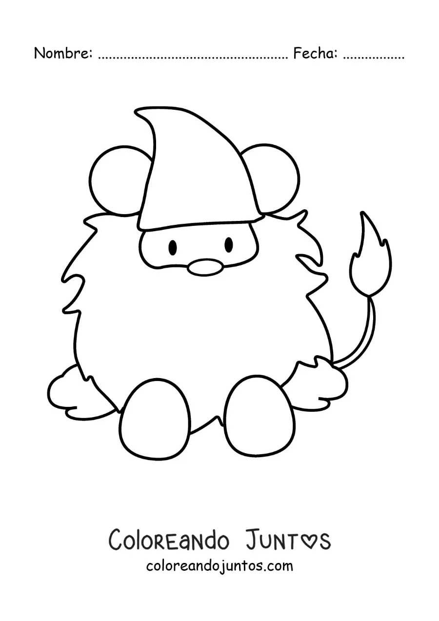 Imagen para colorear de gnomo del signo leo kawaii animado