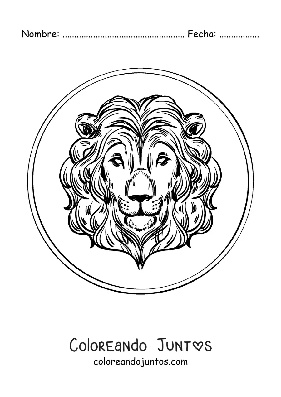 Imagen para colorear de león del signo leo realista