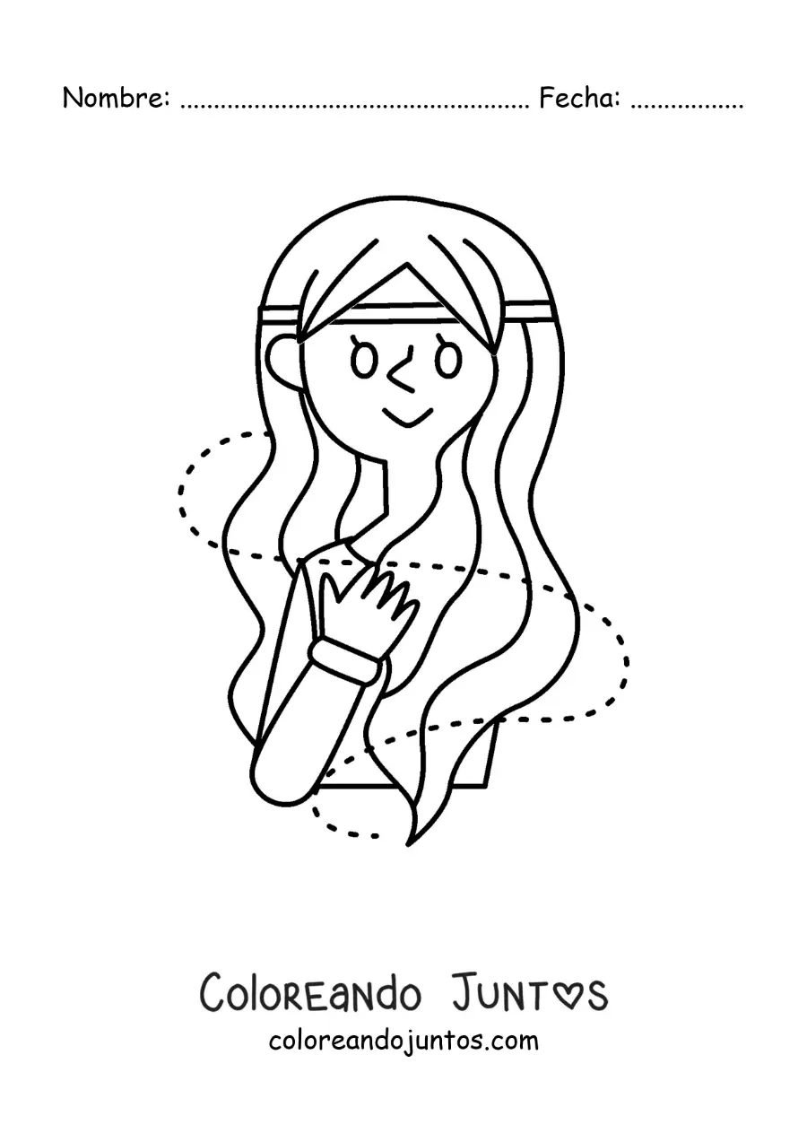 Imagen para colorear de chica del signo zodiacal virgo fácil