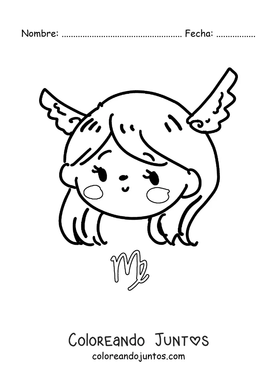 Imagen para colorear de chica kawaii del signo virgo animada