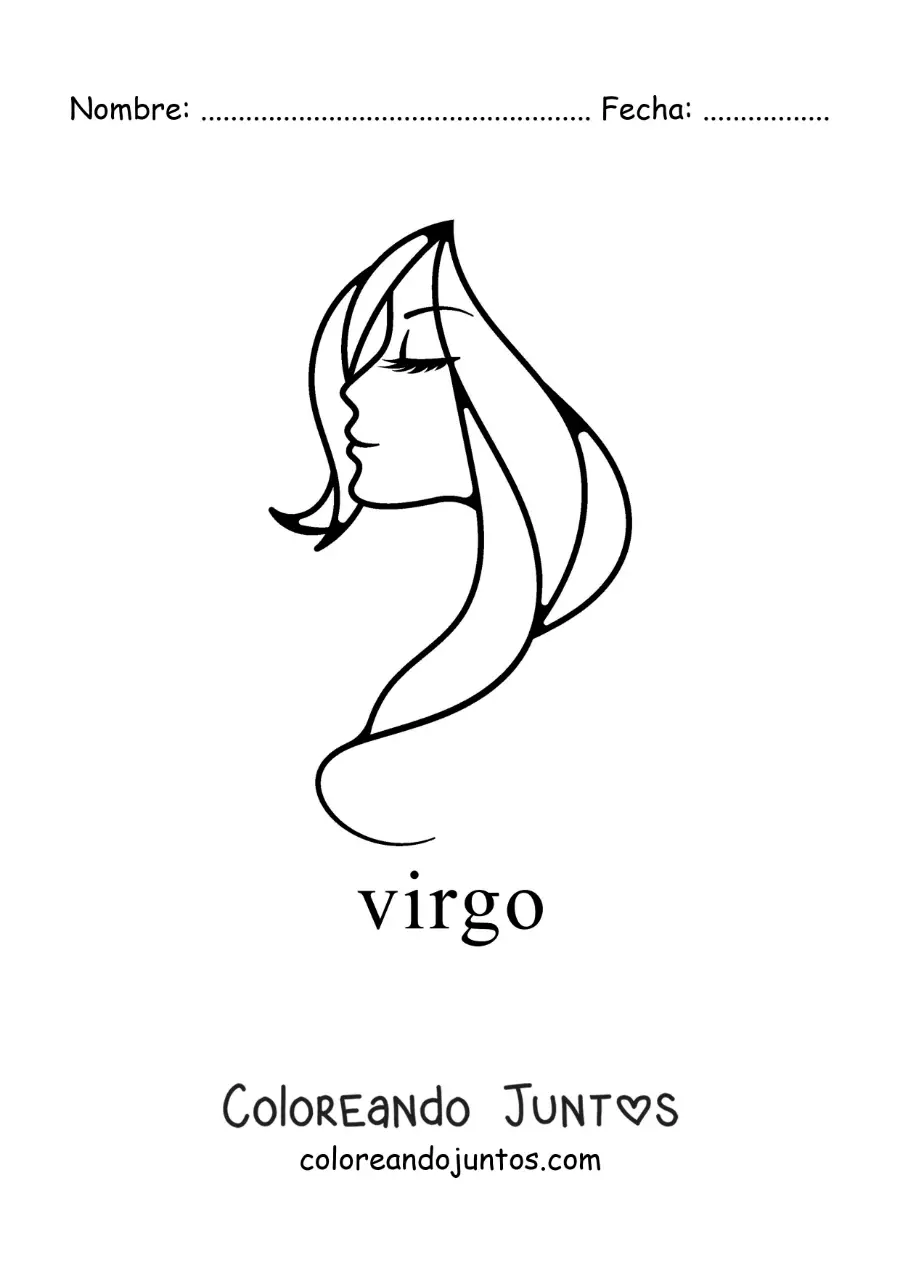Imagen para colorear del signo virgo fácil