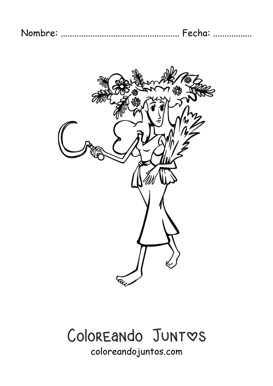 Imagen para colorear de caricatura de una mujer del signo virgo