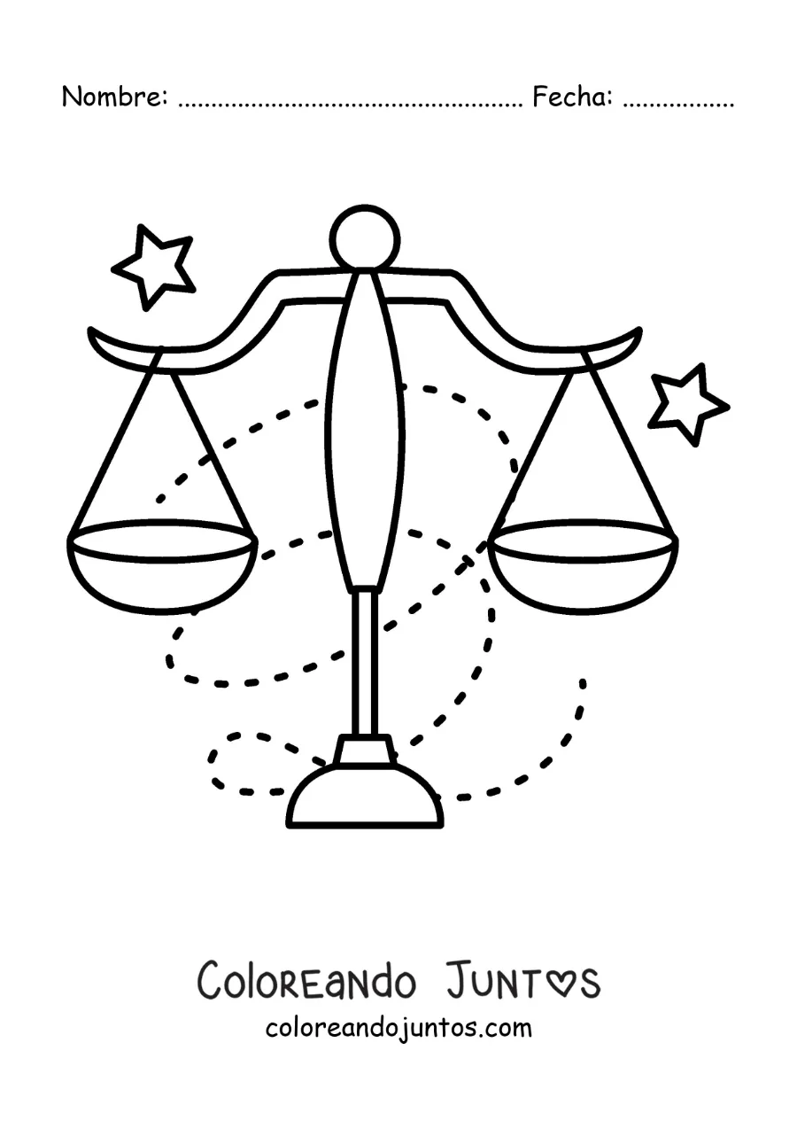 Imagen para colorear de símbolo del signo Libra fácil para niños