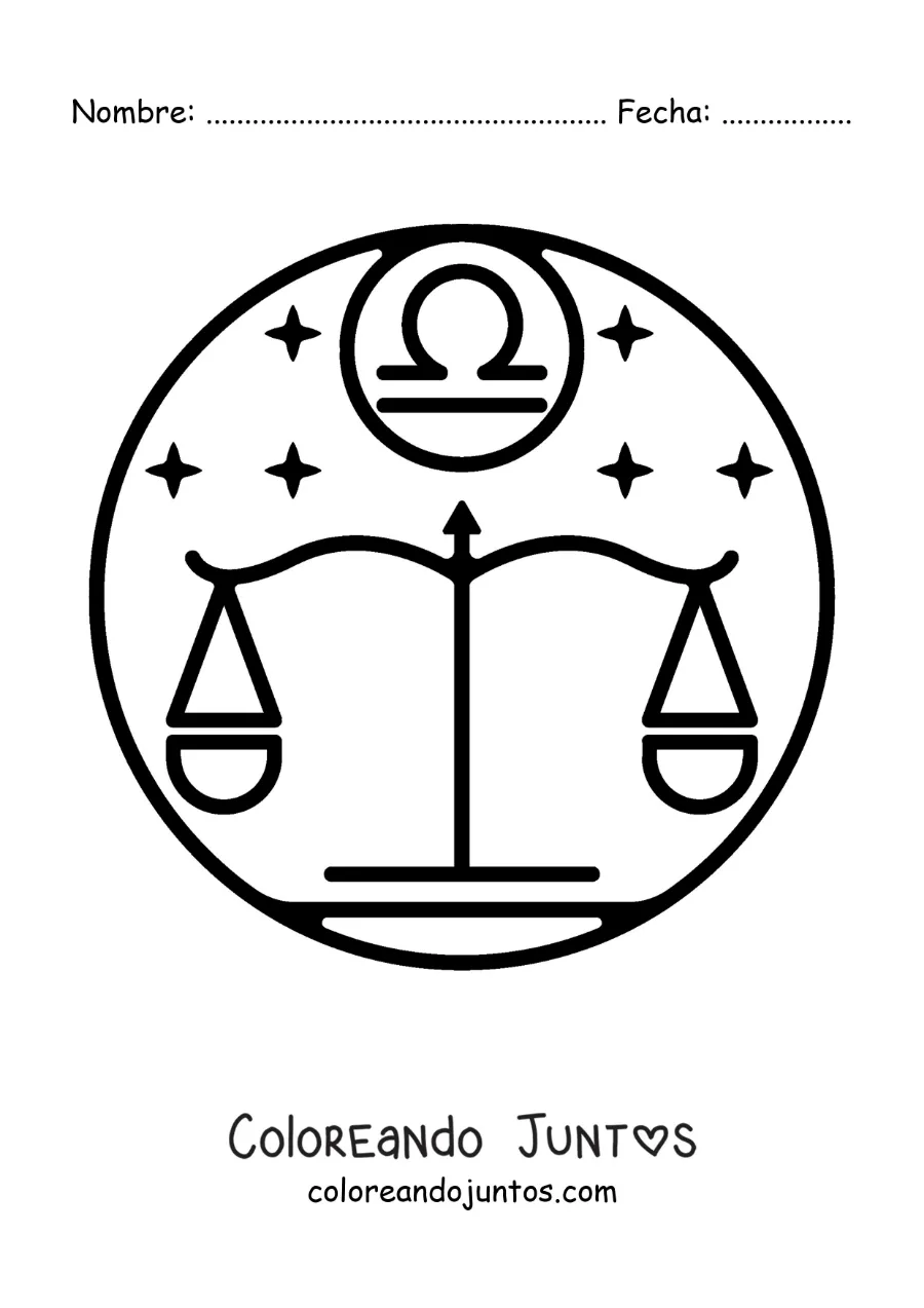 Imagen para colorear de balanza del signo Libra fácil