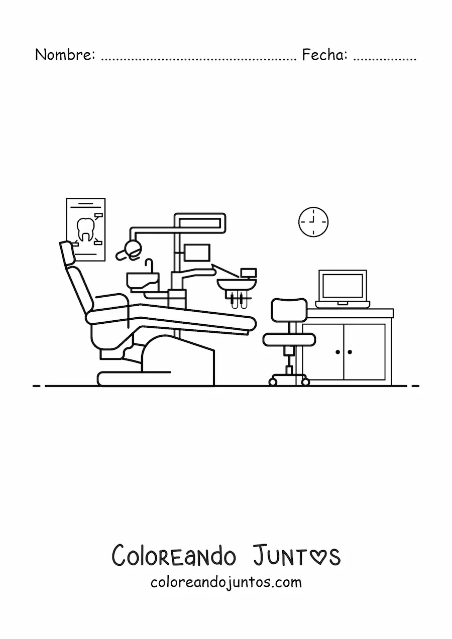 Imagen para colorear de un consultorio odontológico