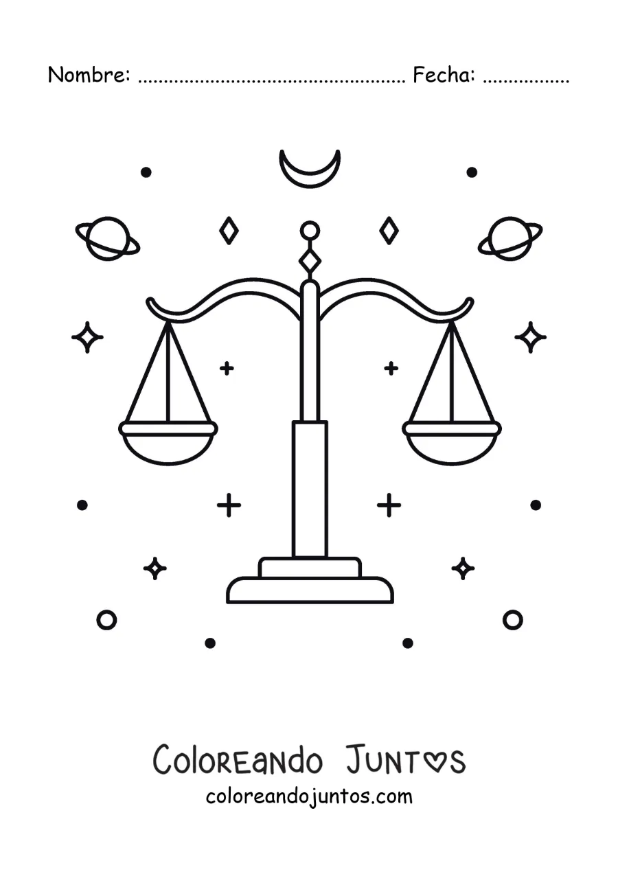 Imagen para colorear de constelación de Libra
