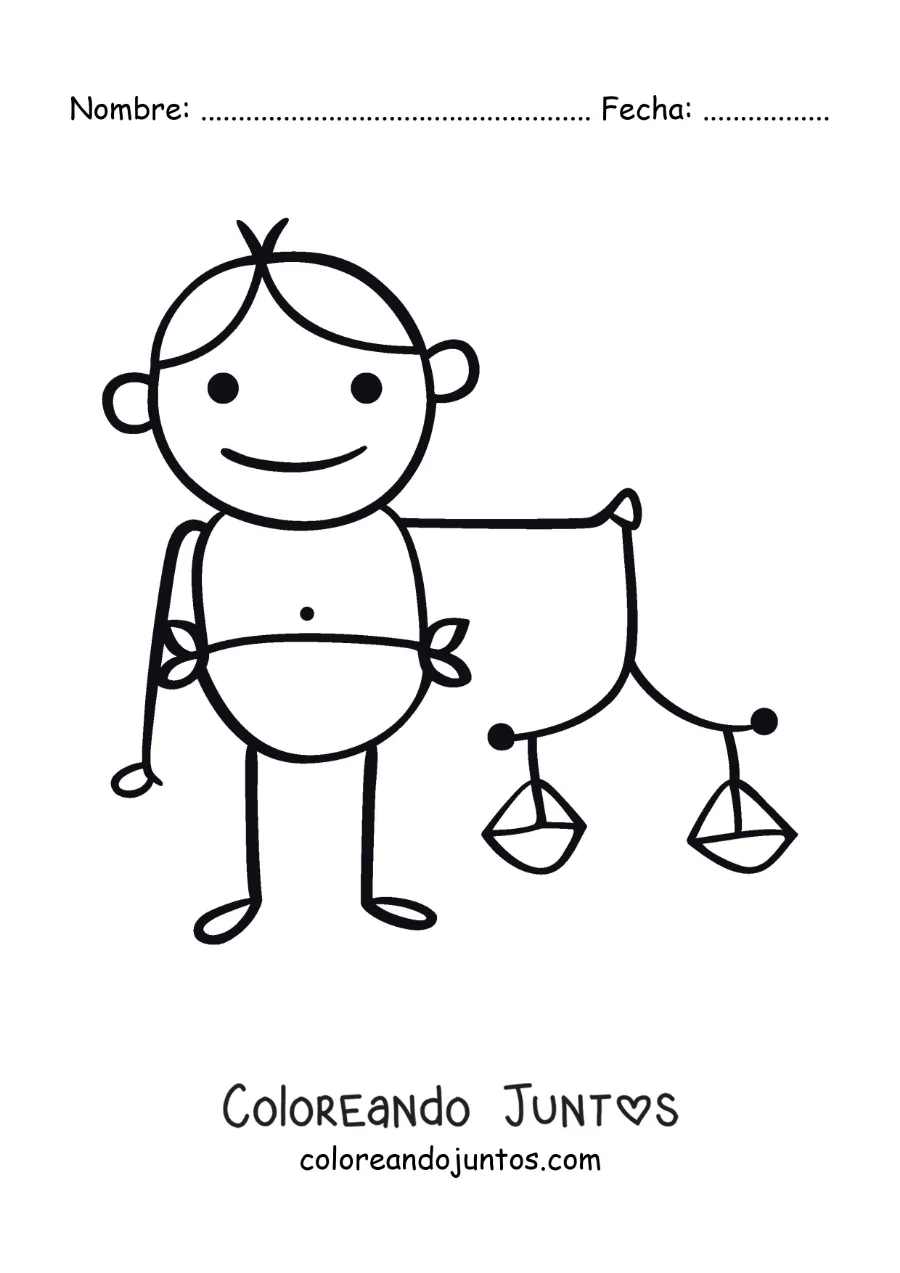 Imagen para colorear de caricatura infantil de la mitología del signo Libra
