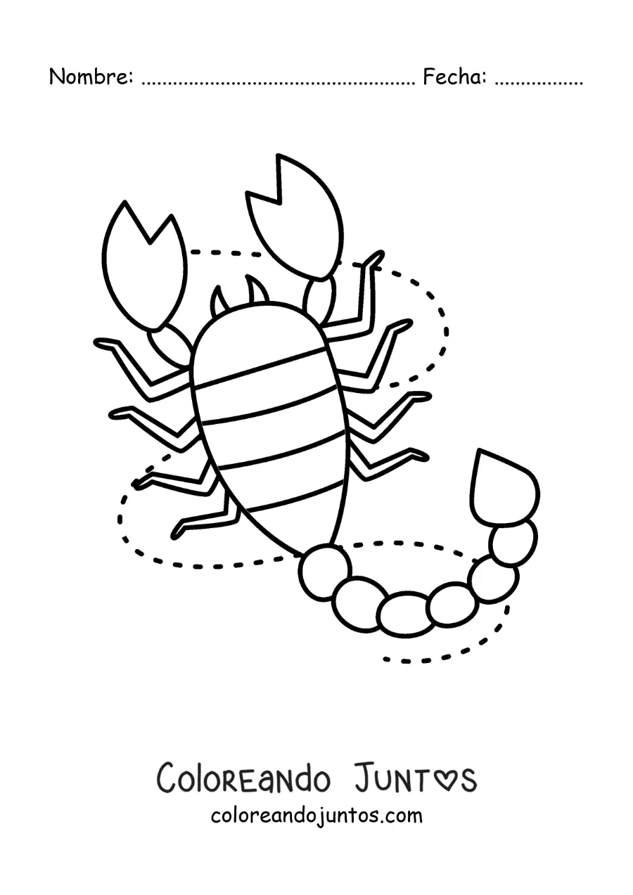 Imagen para colorear del signo de Escorpio animado fácil