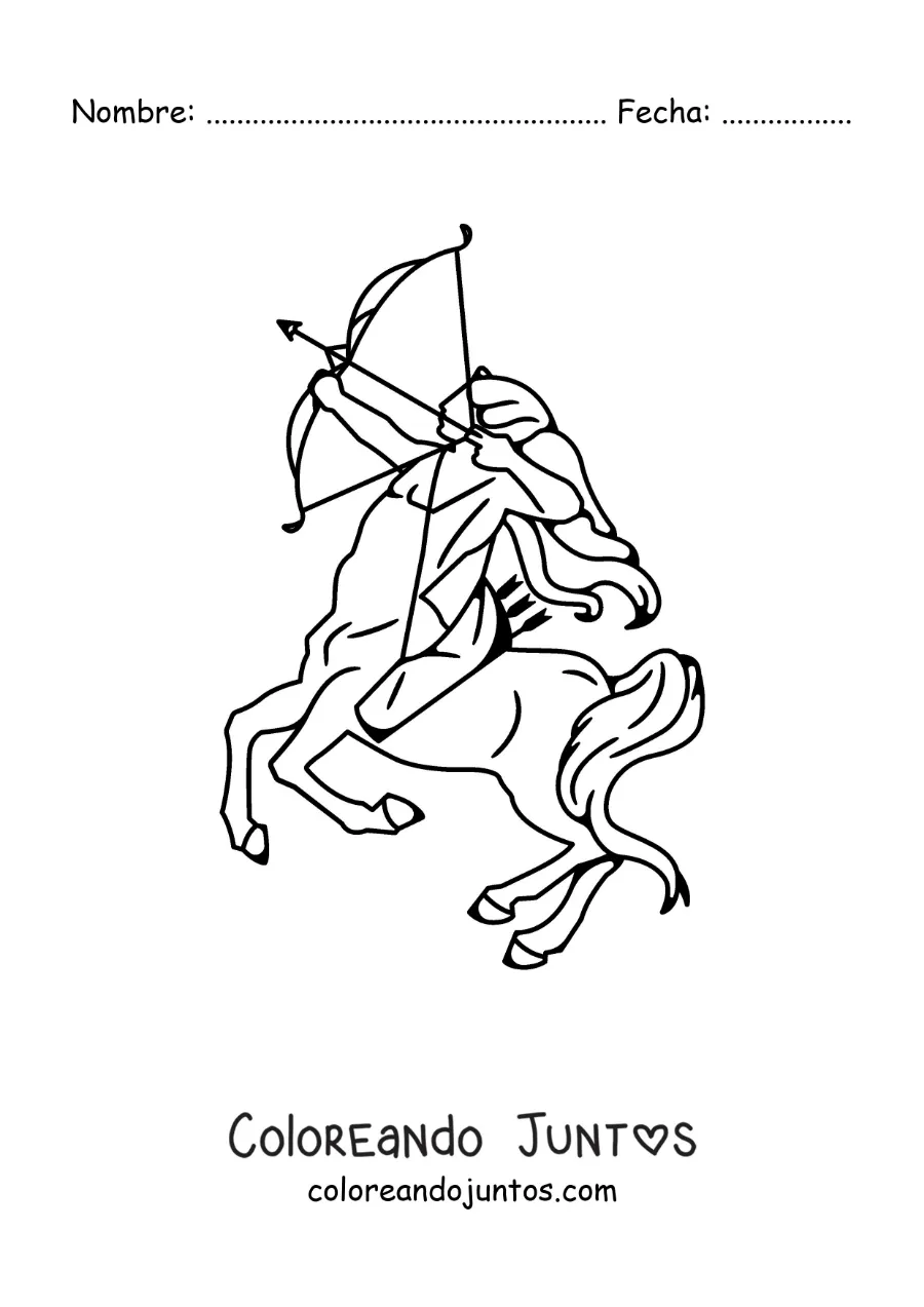 Imagen para colorear del arquero de Sagitario animado