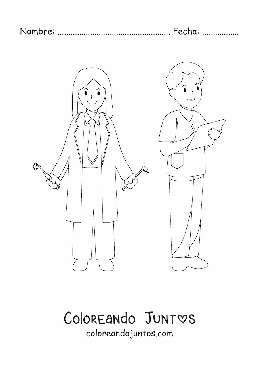 Imagen para colorear de dos dentistas