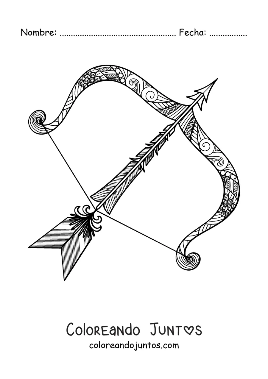 Imagen para colorear de mandala del signo Sagitario