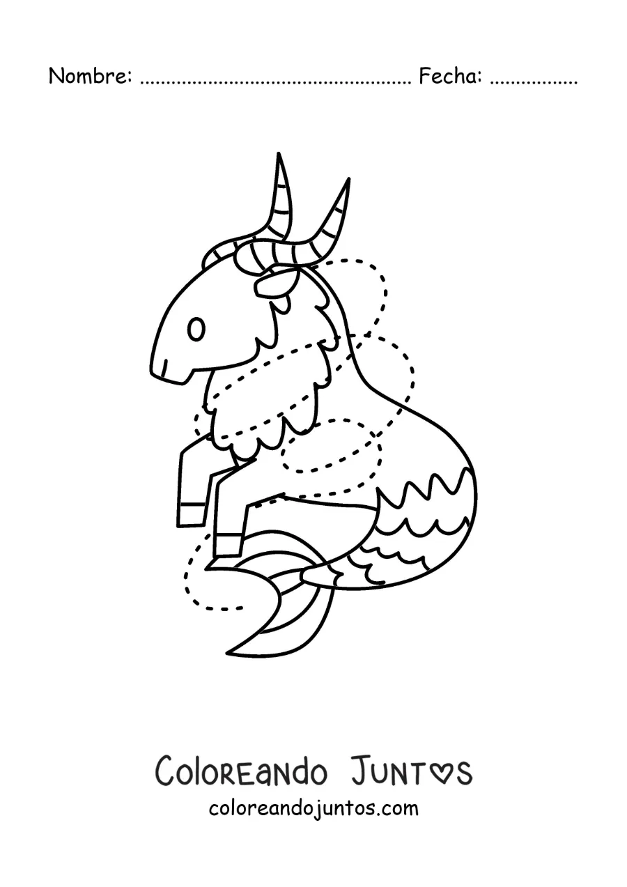 Imagen para colorear de personaje animado infantil de la mitología de Capricornio