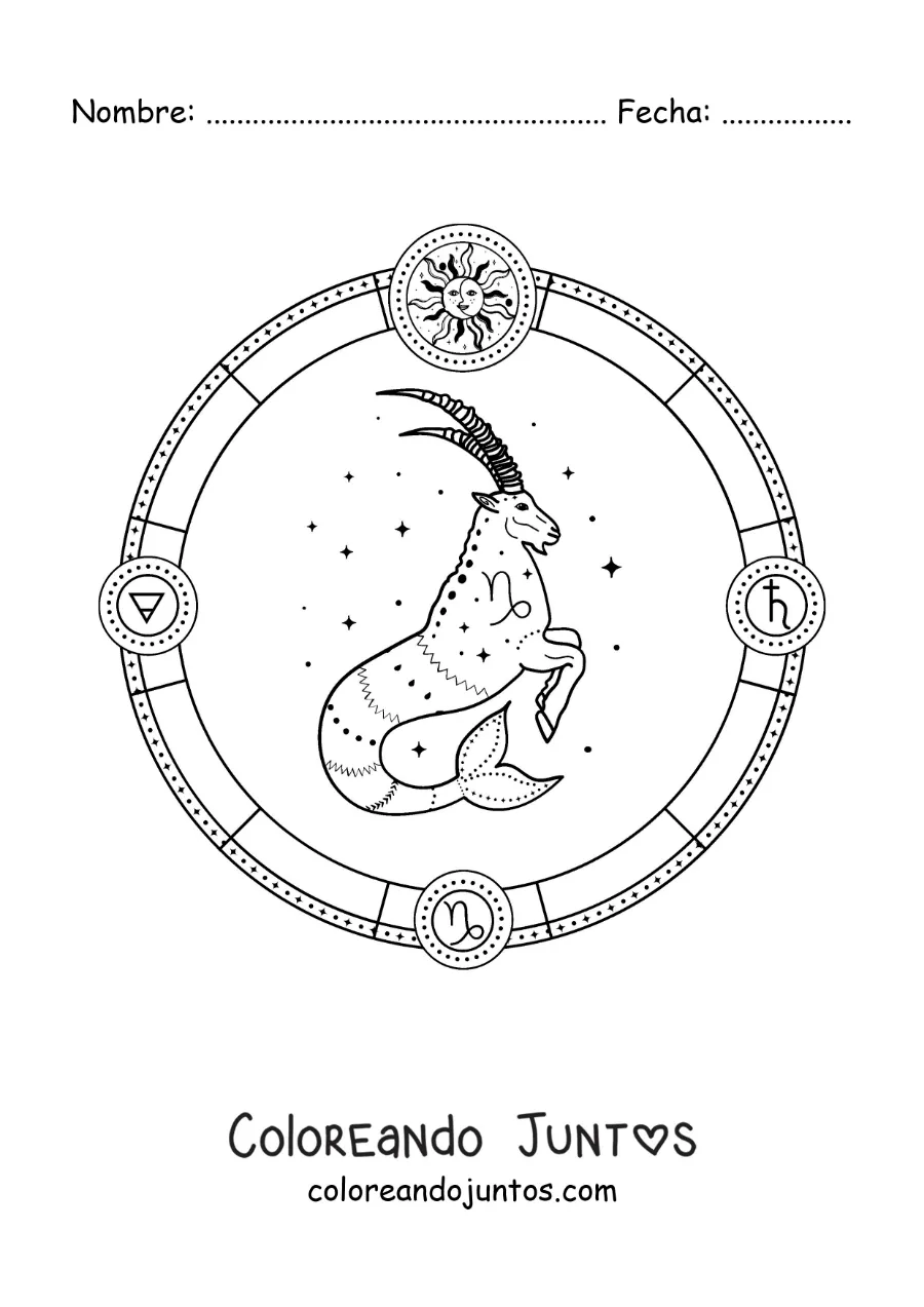 Imagen para colorear de símbolos del signo Capricornio