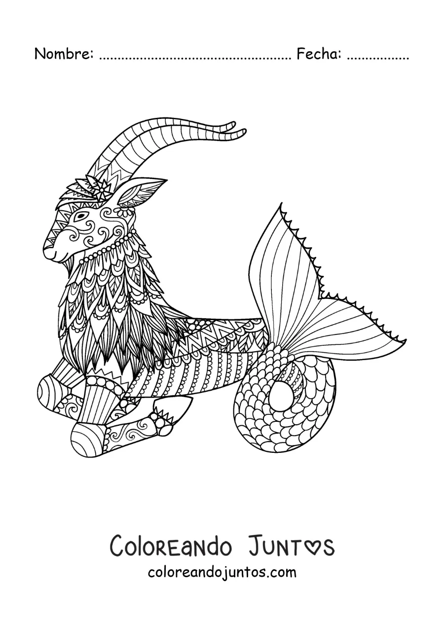 Imagen para colorear de mandala del signo Capricornio