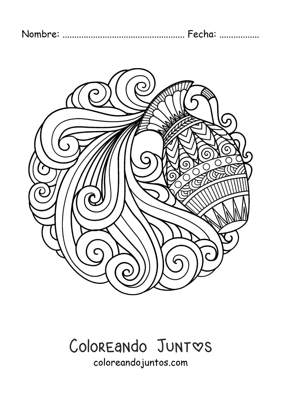 Imagen para colorear de mandala del signo Acuario