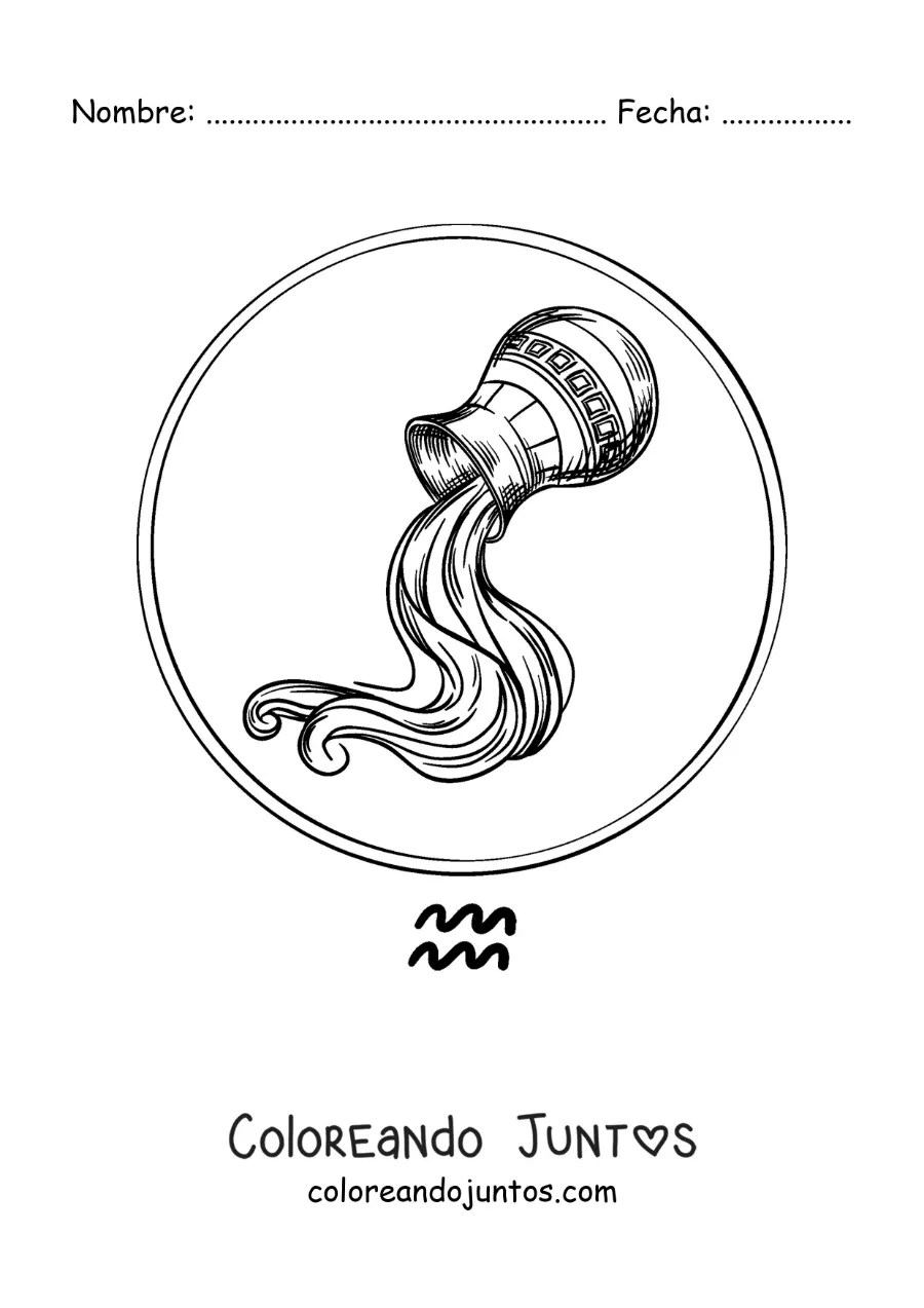 Imagen para colorear de vasija del signo Acuario realista