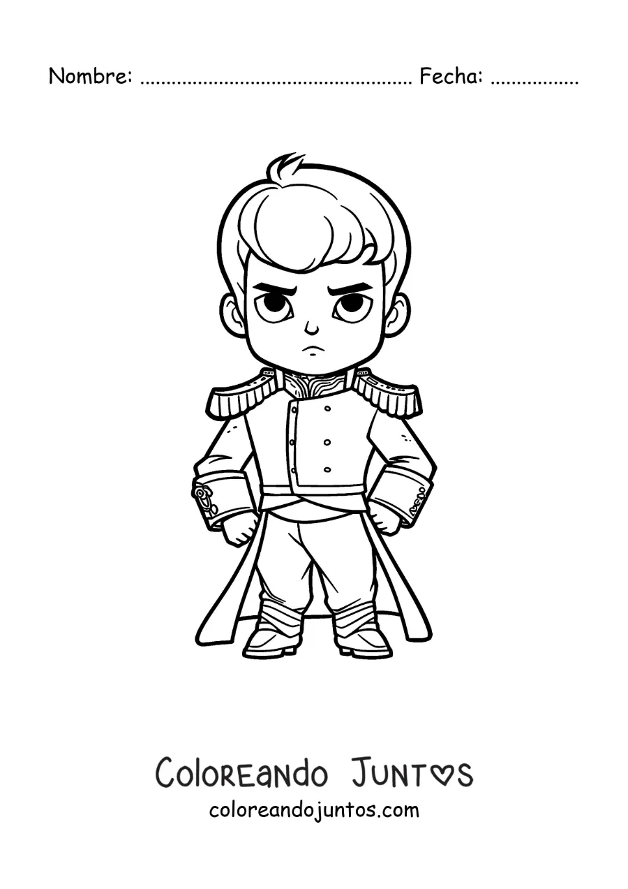 Imagen para colorear de Napoleón Bonaparte kawaii