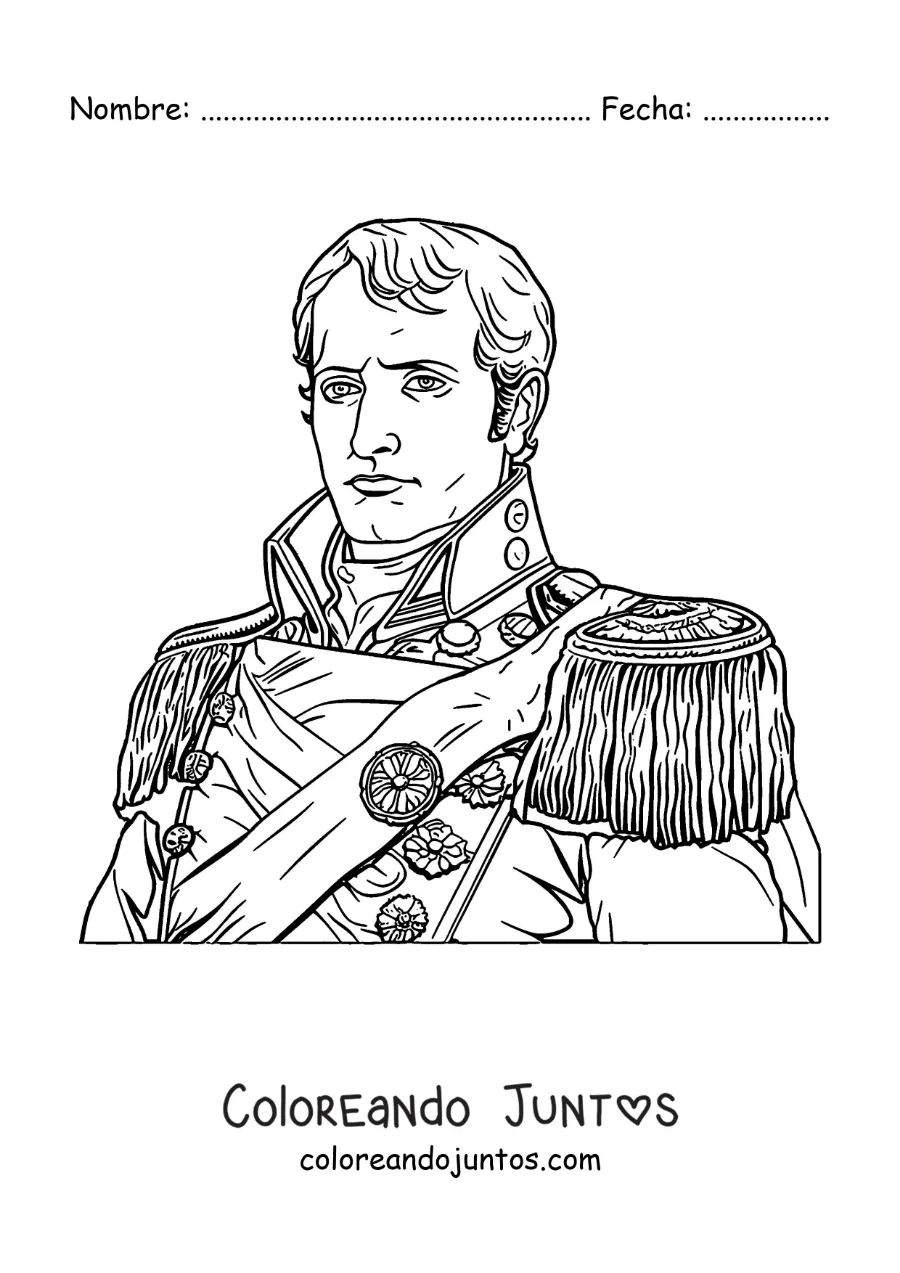Imagen para colorear de Napoleón Bonaparte en estilo realista
