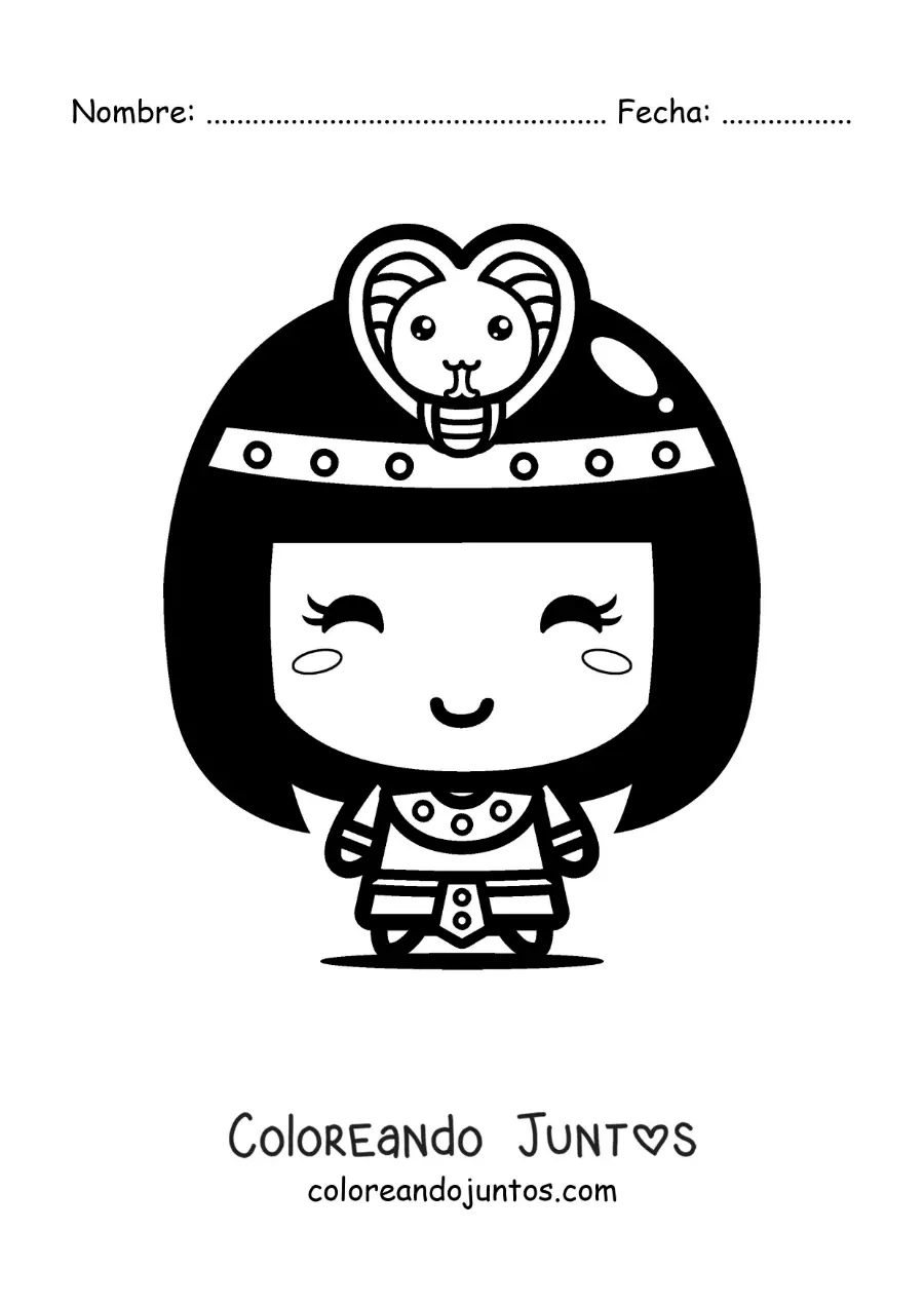 Imagen para colorear de Cleopatra kawaii