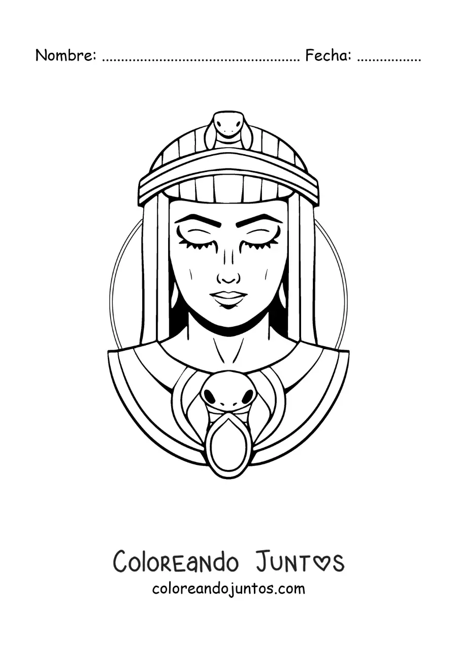 Imagen para colorear del rostro de Cleopatra del antiguo egipto